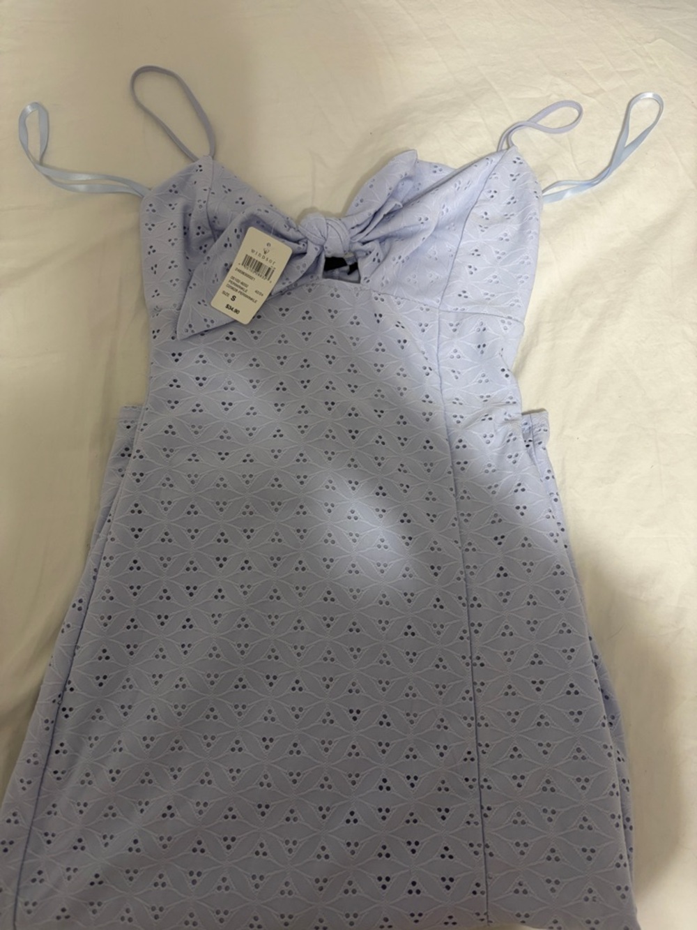 Windsor Women's Eyelet Tie-Front Slip Dress - Light Lavender